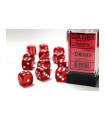 CHESSEX 16MM TRANSLUCENT DICE RED/WHITE 12