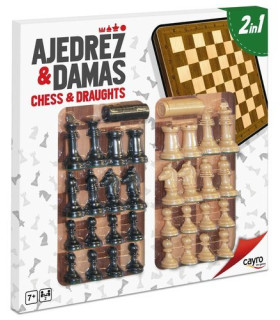 TABLERO AJEDREZ DAMAS MADERA CON ACCESORIOS 40X40
